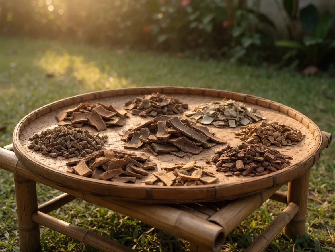 Botanical herb ingredients alongside supplement capsules